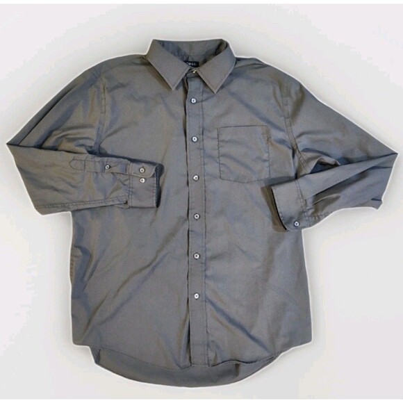George Adult Large 42-44 Gray Button Up Long Sleeve Classic Modern Mens - Picture 1 of 16